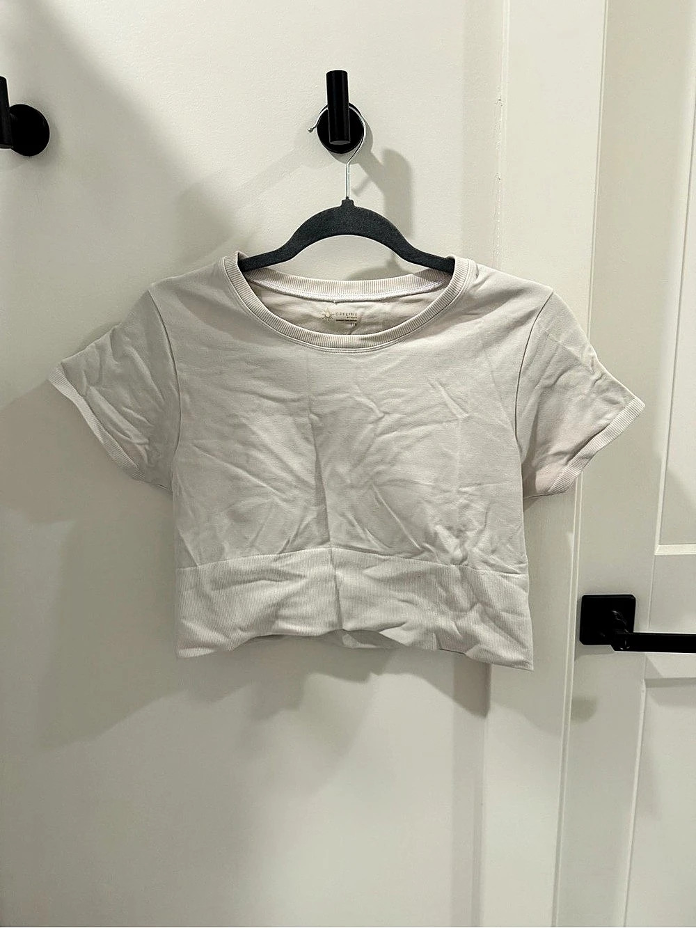 Cropped Short Sleeve Tee in White Like New